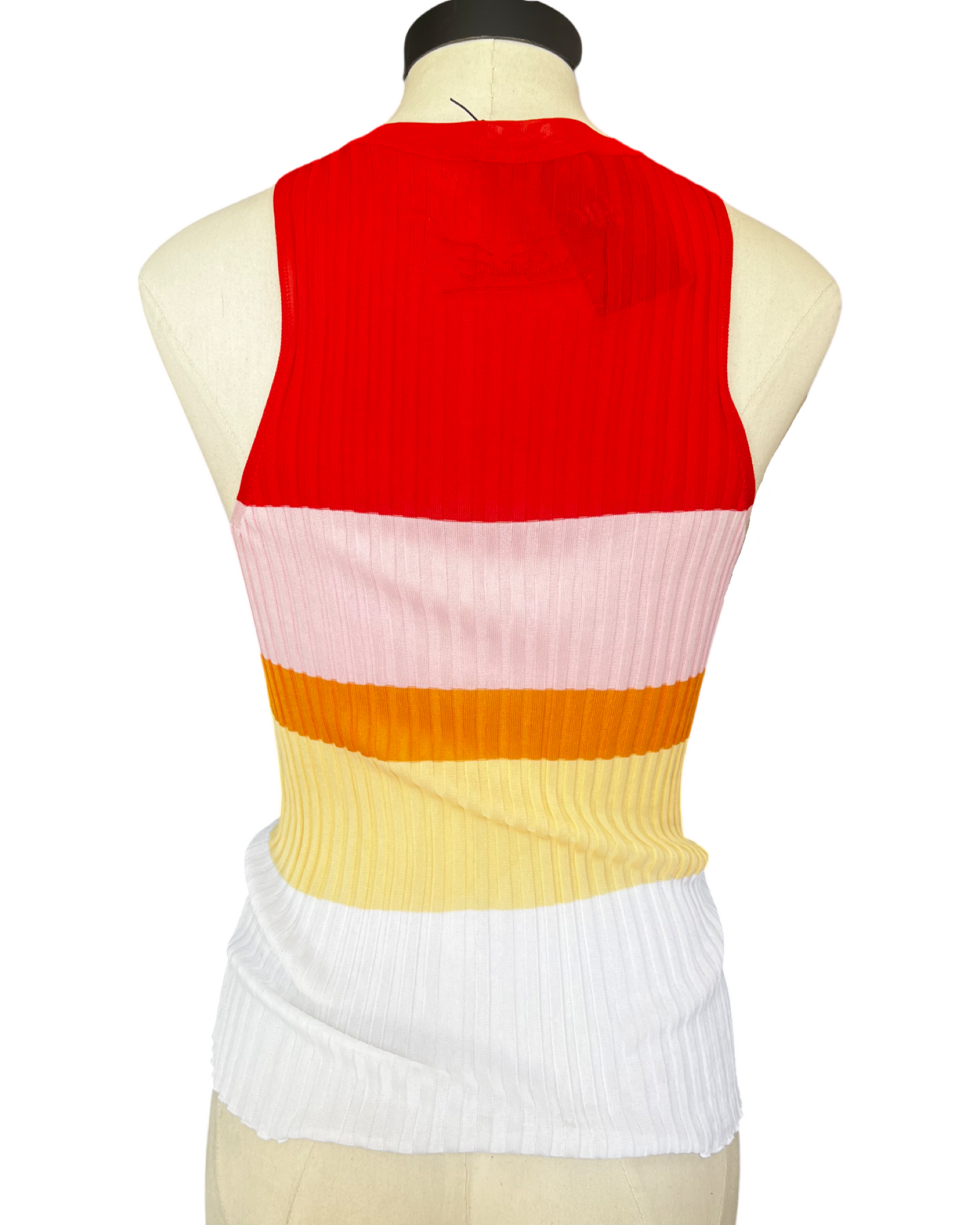 EMILIO PUCCI Striped Ribbed Knit in Red, Pink, Orange, and Yellow, Size Medium