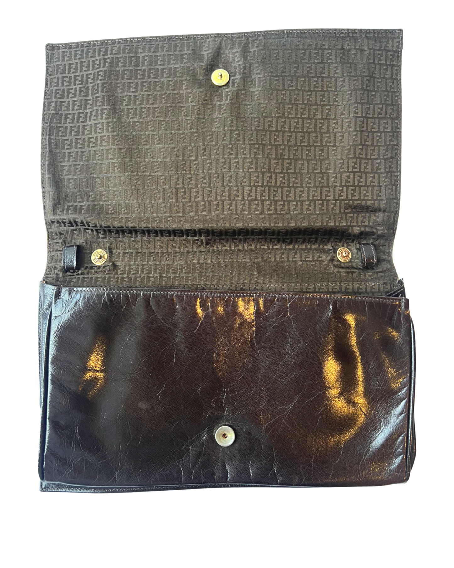 Fendi Vintage Brown Woven Leather Clutch
