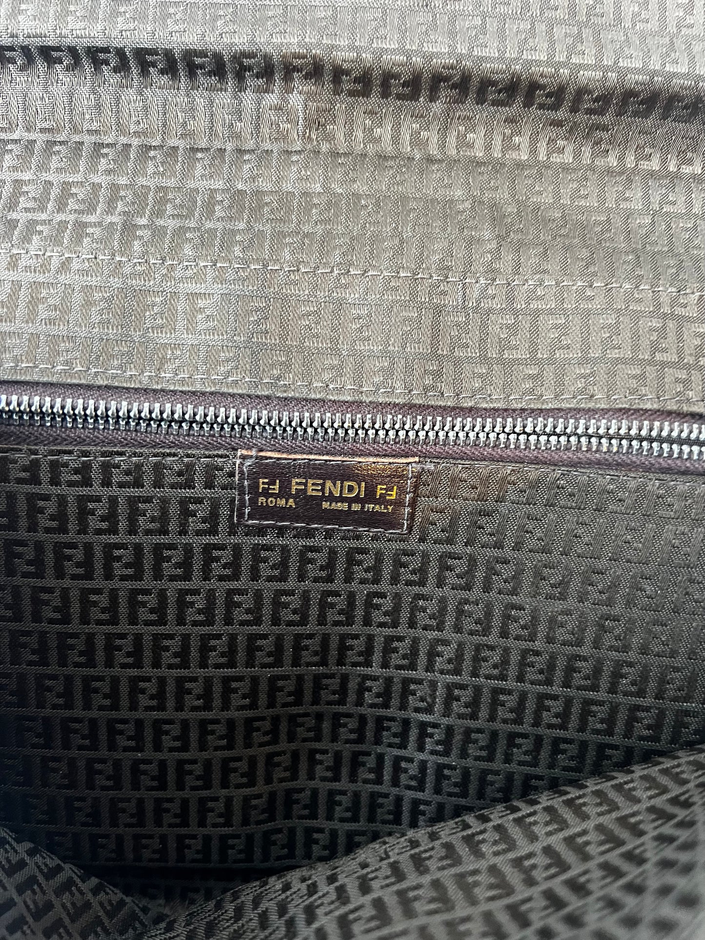 Fendi Vintage Brown Woven Leather Clutch