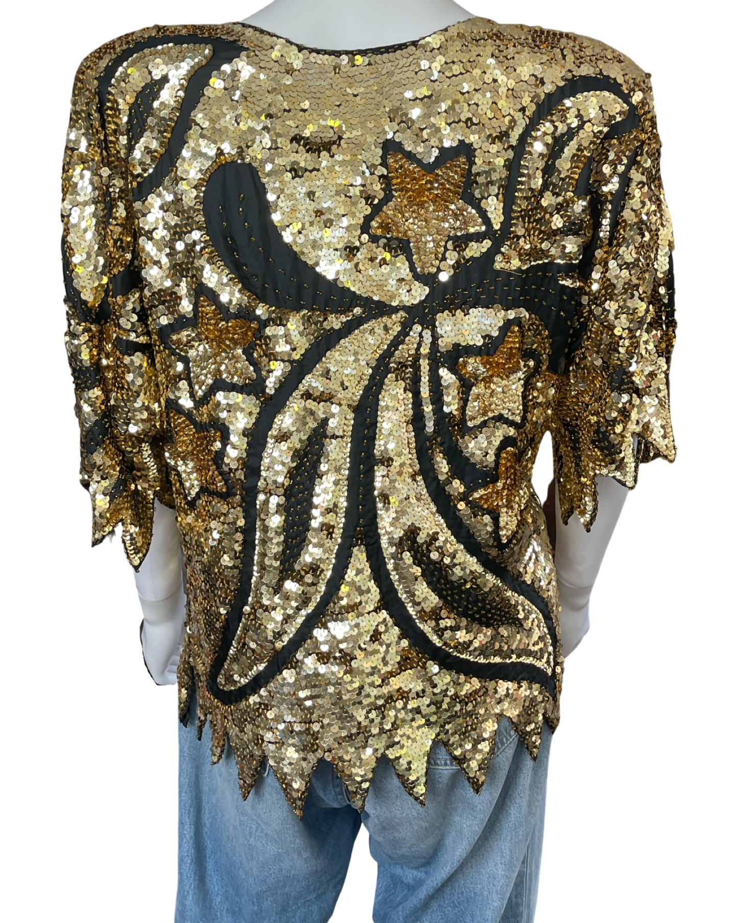 Vintage Gold Sequin Star Top