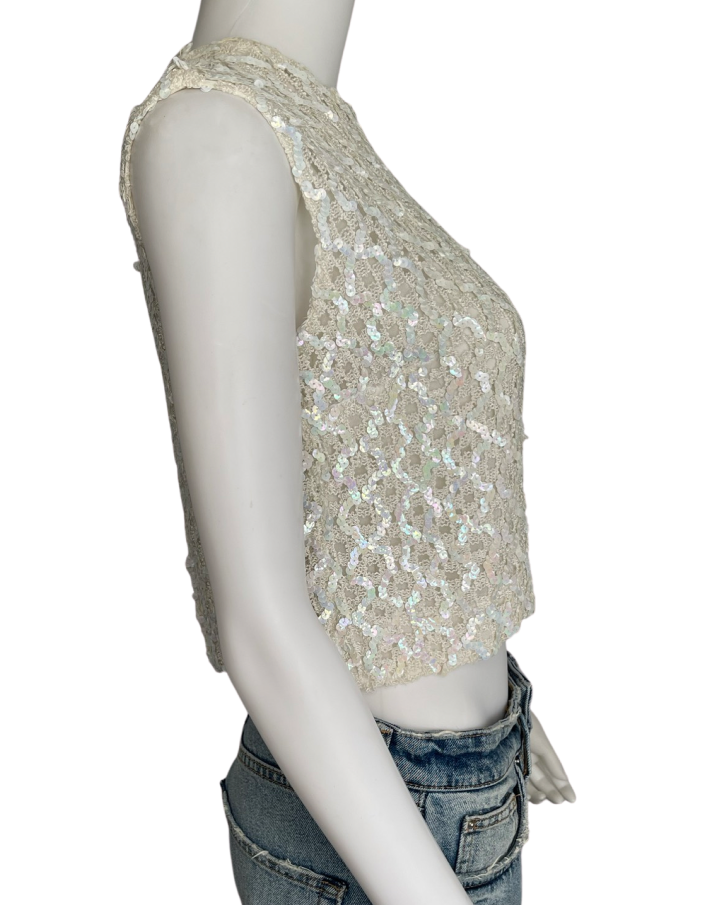 Vintage Iridescent Sequin Crop Top