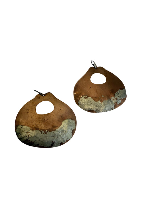 Stamped Mixed Metal Earrings