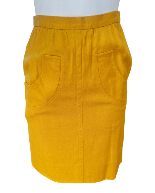 GIVENCHY Vintage Mustard Yellow Skirt, Size XS
