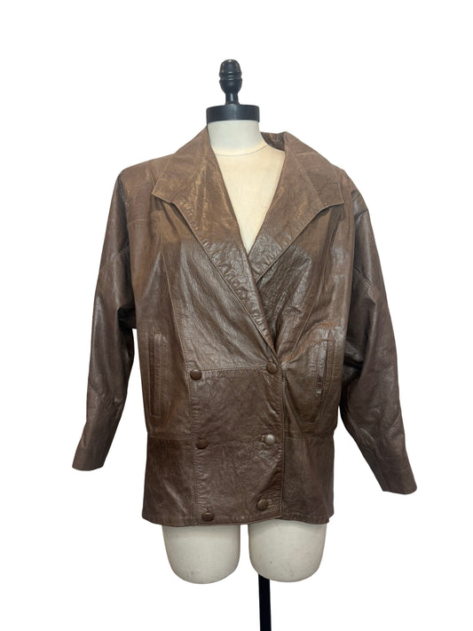 Chunky Ash Brown Leather Jacket