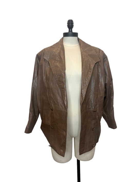 Chunky Ash Brown Leather Jacket
