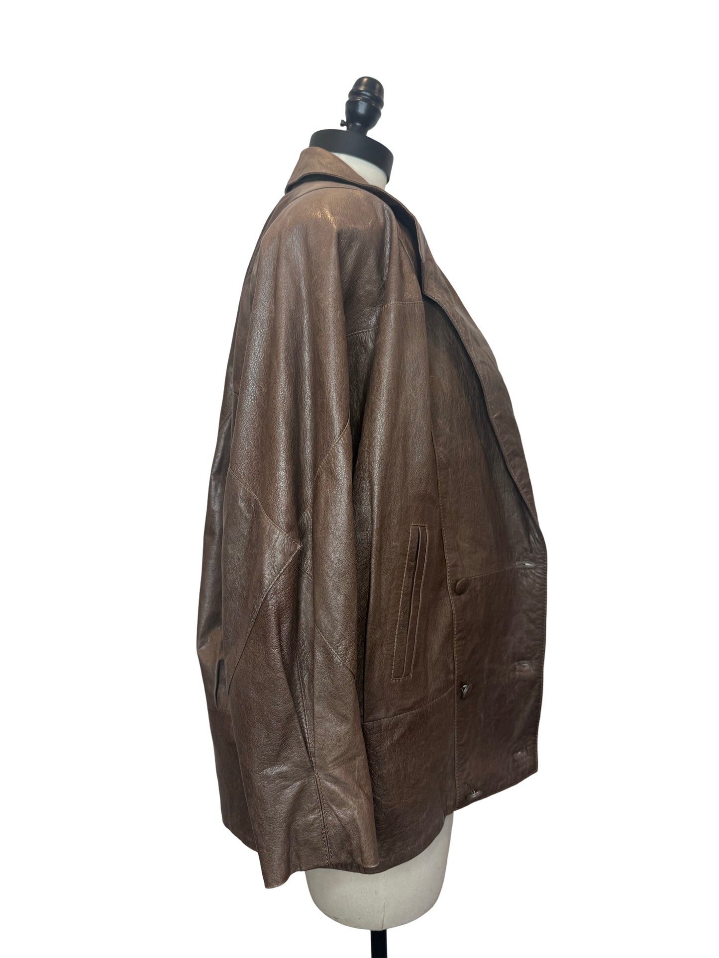 Chunky Ash Brown Leather Jacket