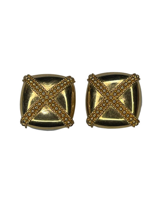 Vintage MWS Signed Gold Clip on Earrings