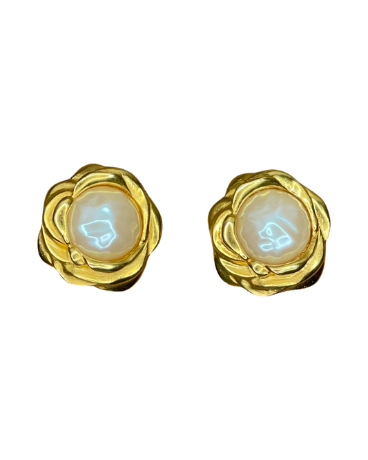 Vintage Givenchy Gold Flower Earrings
