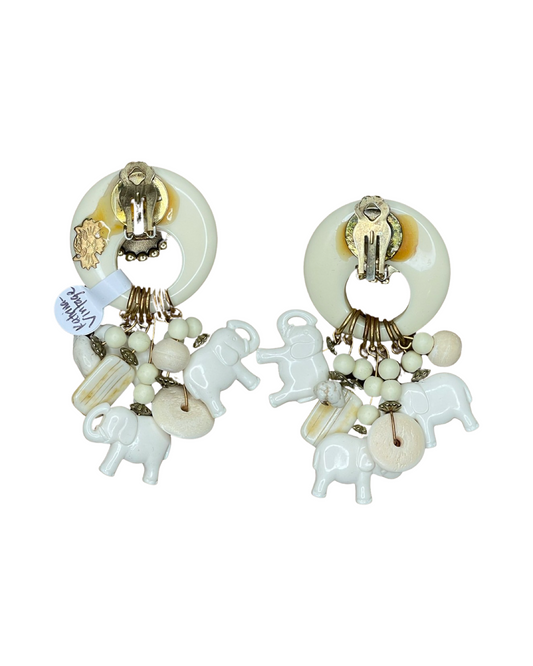 Vintage Katrina Statement Elephant Dangly Earrings