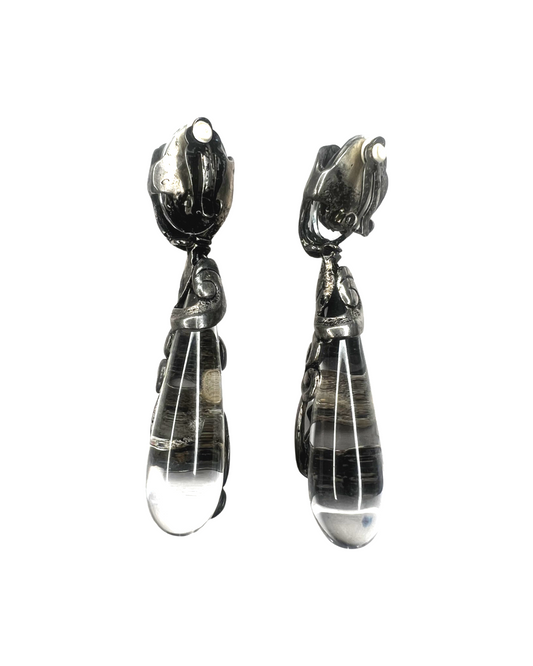 Vintage Lucite Tear Drop Clip On Earrings