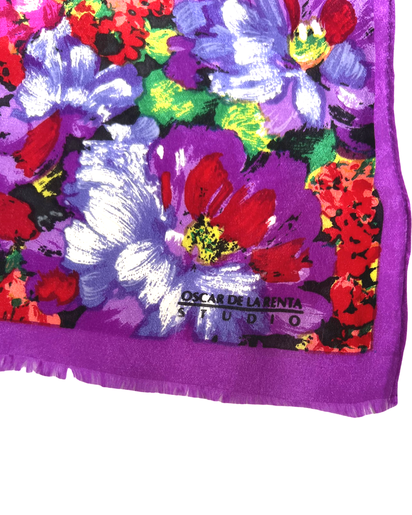Oscar de la Renta Vintage Silk Purple Scarf