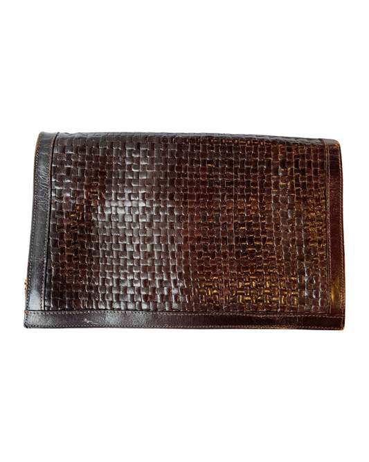 Fendi Vintage Brown Woven Leather Clutch