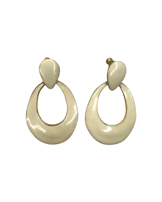 Vintage Ivory and Gold Screw-back Earrings