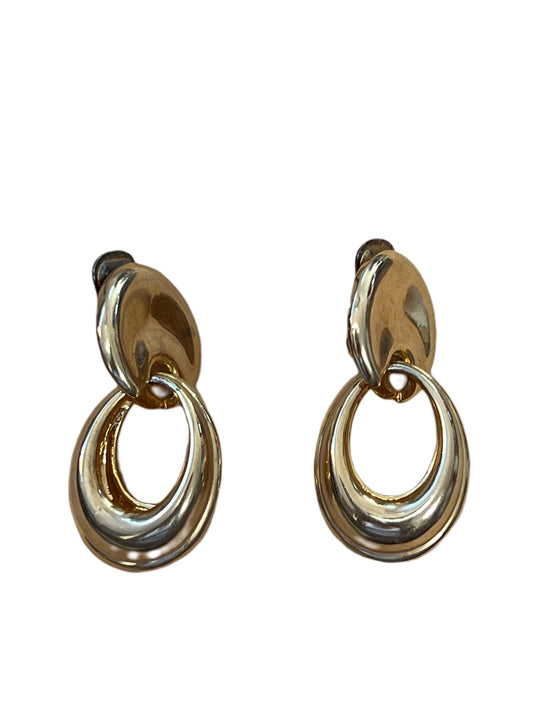 Chunky Gold Hanging Hoop ClipOns