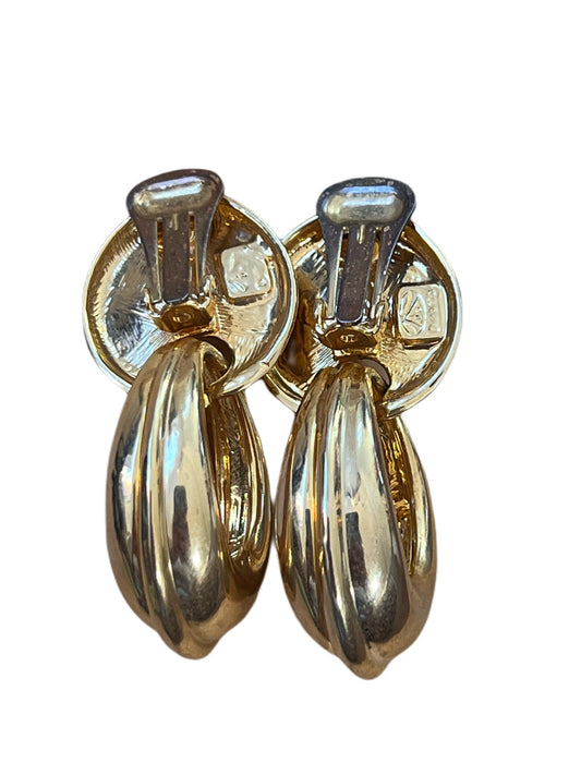 Chunky Gold Hanging Hoop ClipOns