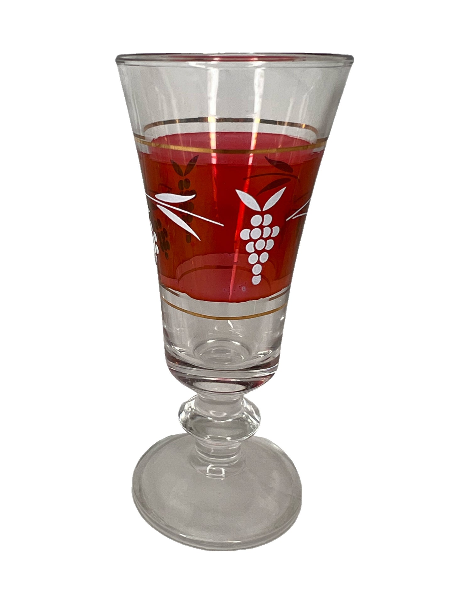 Set Of 4 Red Aperitif Glasses with Grapes