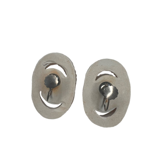 Vintage Snail Like Swirl Earrings with Rhinestones