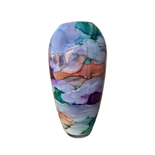 Abstract Watercolor Italian Made Glass Vase