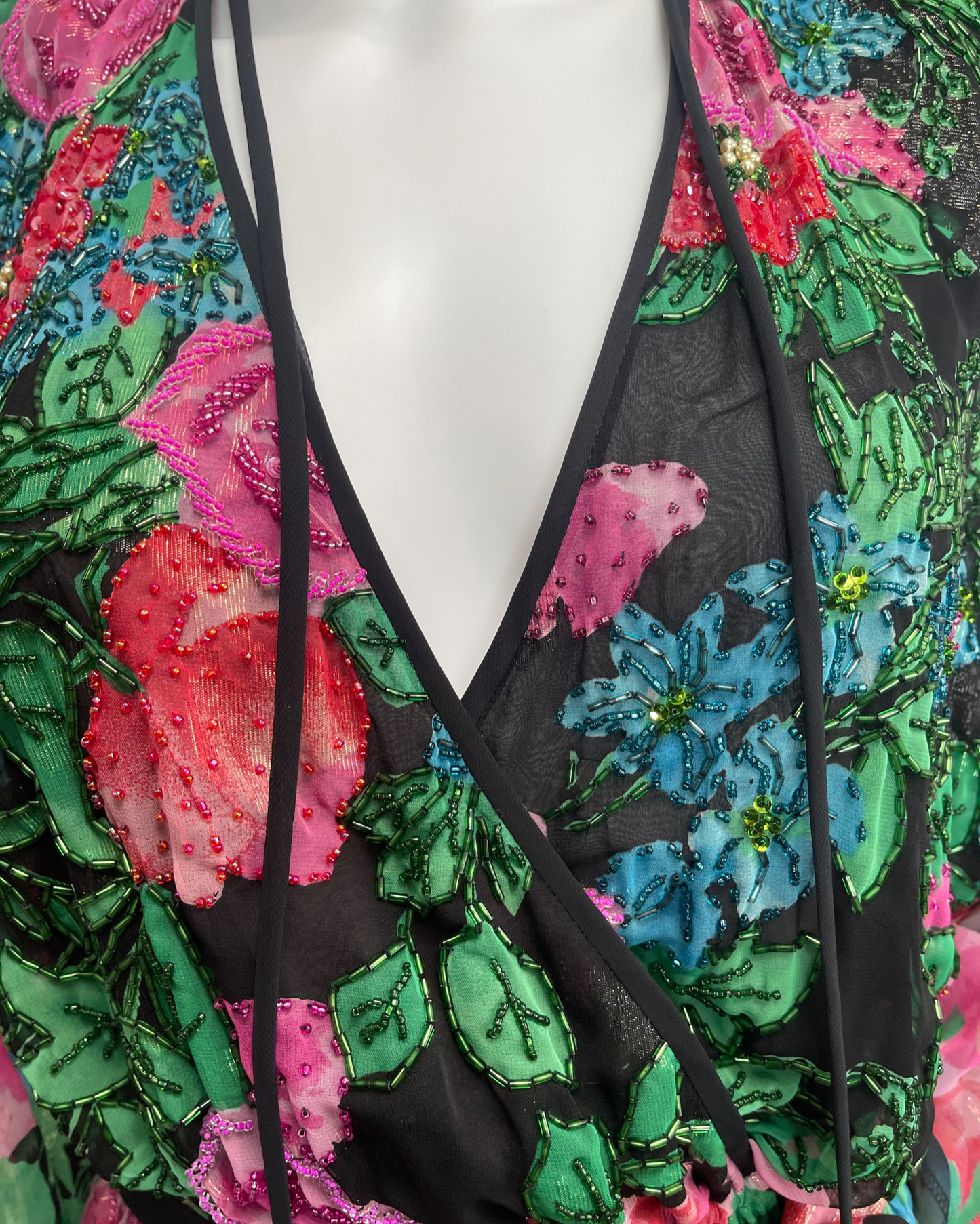 Vintage Diane Freis Floral Beaded & Sequin Dress