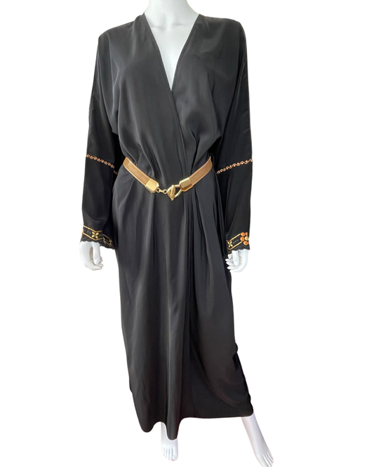 Black Full Length Kimono Robe