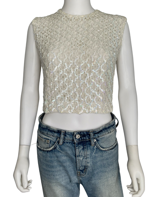 Vintage Iridescent Sequin Crop Top