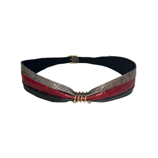 Snake Leather Tri-Color Belt