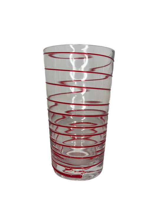 Handblown Italian Red Swirl Tall Glass Set of 6