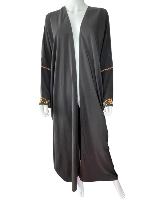 Black Full Length Kimono Robe