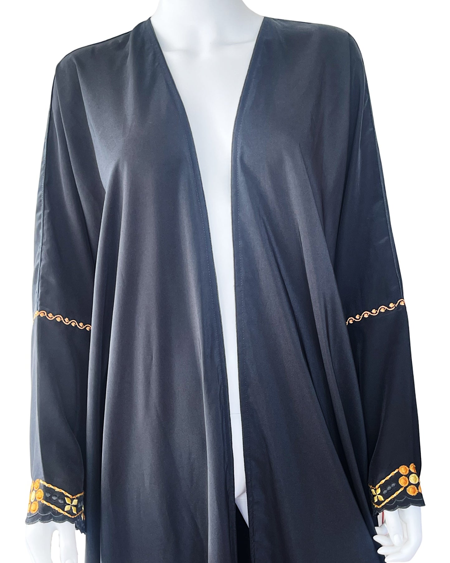 Black Full Length Kimono Robe