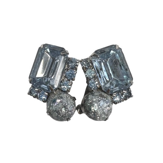 Vintage Blue Rhinestone ClipOns