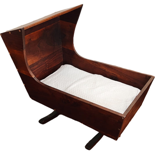 Mid Century Modern Handmade Wooden Cradle