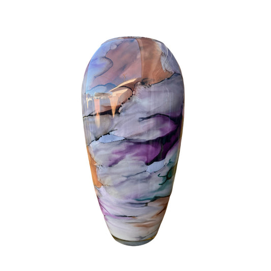 Abstract Watercolor Italian Made Glass Vase